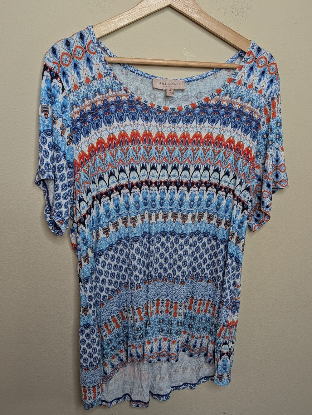 Philosophy Republic Clothing Boho Border Print Top - 2X